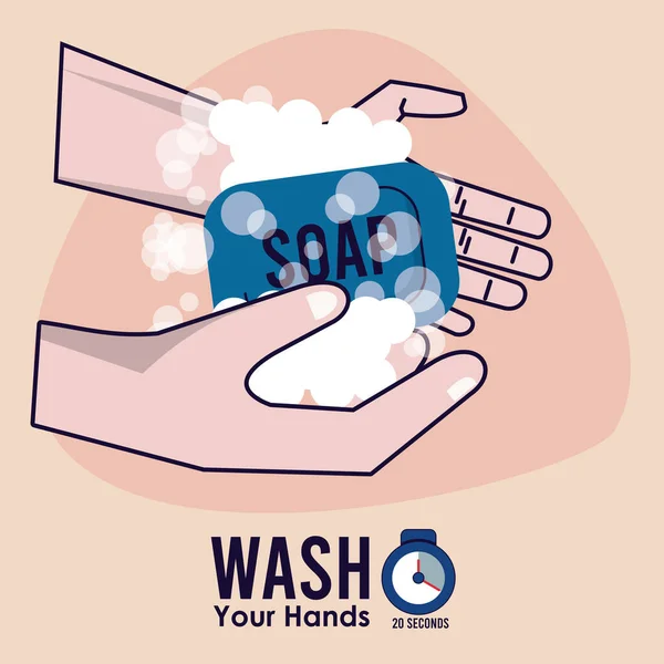 Wash your hands campaign poster with soap — Stock Vector