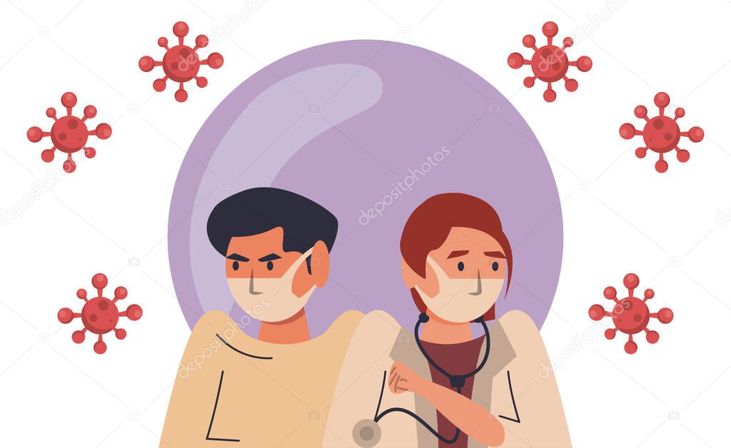 prevent the spread of covid19 campaign with female doctor and man