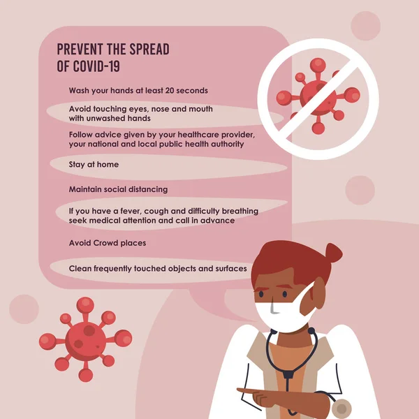 Πρόληψη της εξάπλωσης της εκστρατείας covid19 με γυναίκες γιατρούς — Διανυσματικό Αρχείο