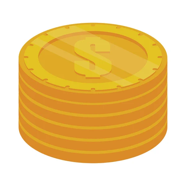 Munten geld dollars geïsoleerde pictogram — Stockvector