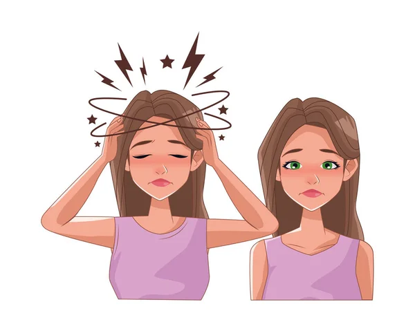 Couple of women with stress symptoms — Stock Vector