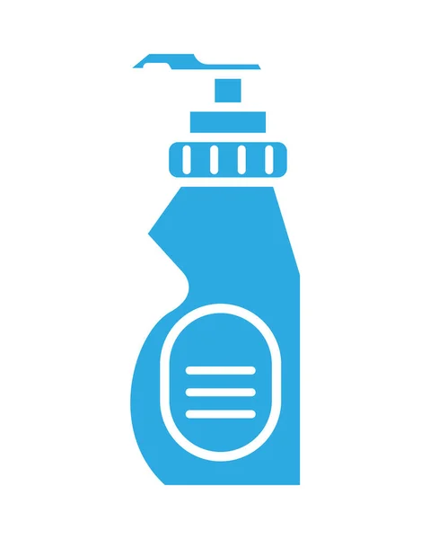Desinfectante botella de plástico producto con empuje línea dispensador estilo — Vector de stock