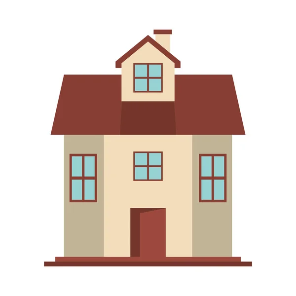 House front facade isolated icon — Stock Vector