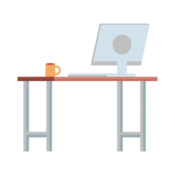 Schreibtisch mit Computer-Arbeitsplatz-Szene — Stockvektor