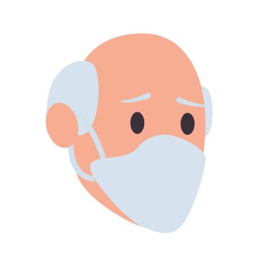 Yüzü maskeli yaşlı adam.