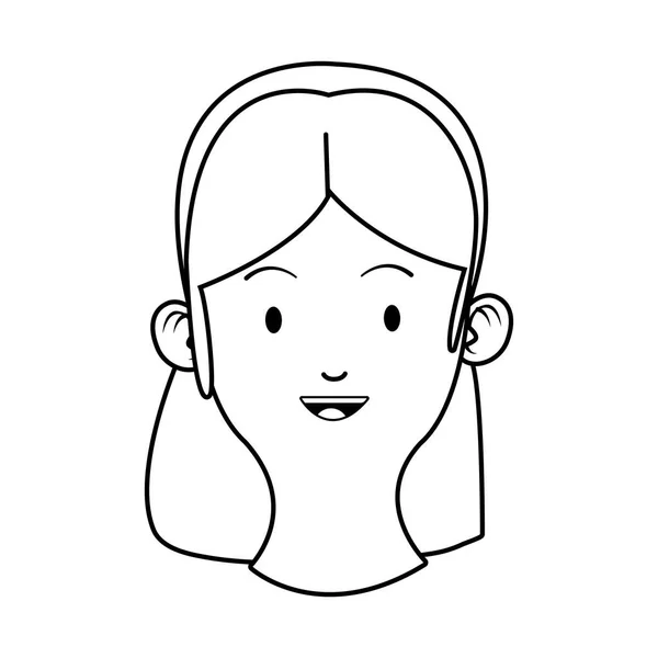 Head young woman avatar character — Stock Vector