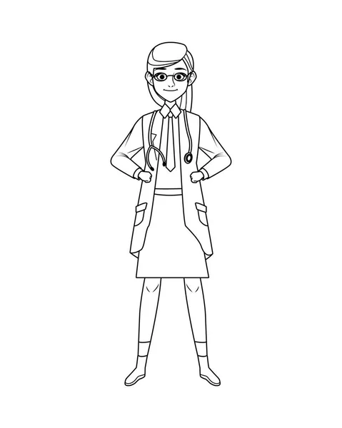 Femme médecin avatar personnage icône — Image vectorielle