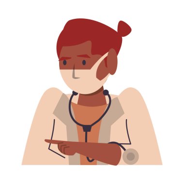 Yüz maskesi olan afro kadın doktor.