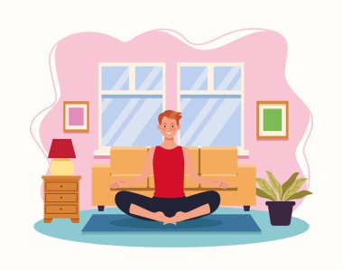 Evde yoga yapan bir kadın.