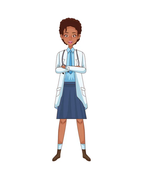 Médico fêmea afro avatar personagem ícone —  Vetores de Stock