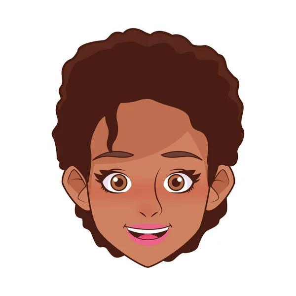 Schöne afro junge Frau Kopf Charakter — Stockvektor