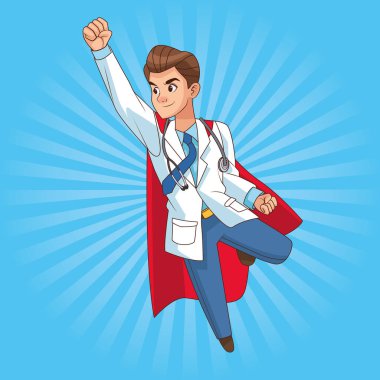 Süper doktor uçan komik karakter