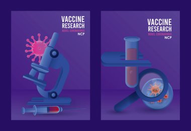covid19 vaccine search with microscope and magnifying glass clipart