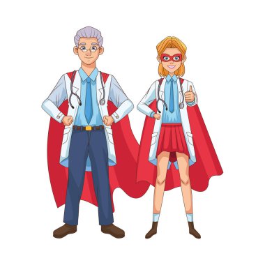 Kahraman pelerinli süper doktorlar Covid19 'a karşı.