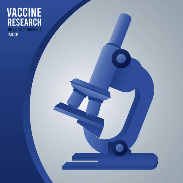 Covid19 aşı mikroskop ile arama — Stok Vektör