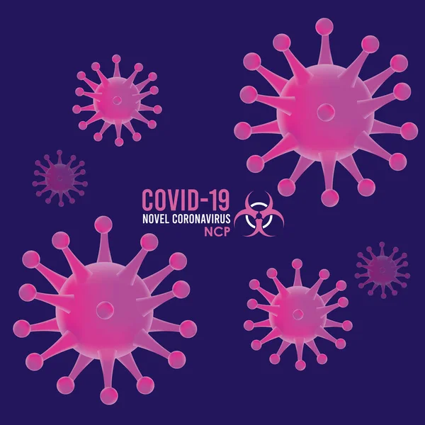 Covid19 σωματίδια και γράμματα μοτίβο εκστρατείας — Διανυσματικό Αρχείο