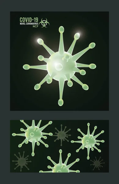 Covid19 partiklar kampanjmönster affischer — Stock vektor