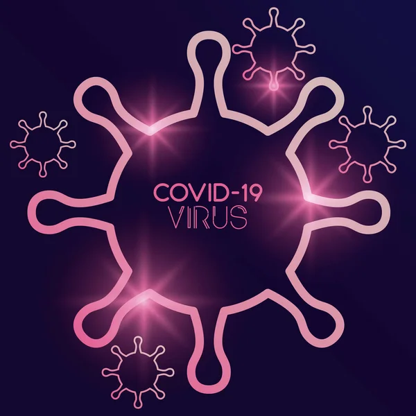 Covid19 πανδημία νέον φως εικονίδιο — Διανυσματικό Αρχείο