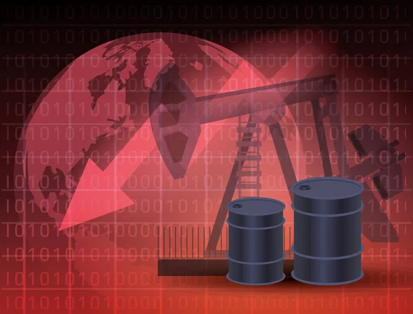 Marché du pétrole avec barils — Image vectorielle