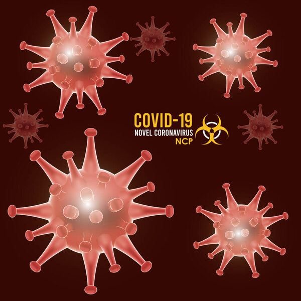 covid19 particles and lettering campaign pattern