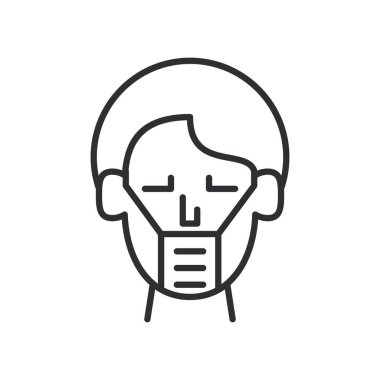 Yüz maskesi tarzı simge kullanan adam