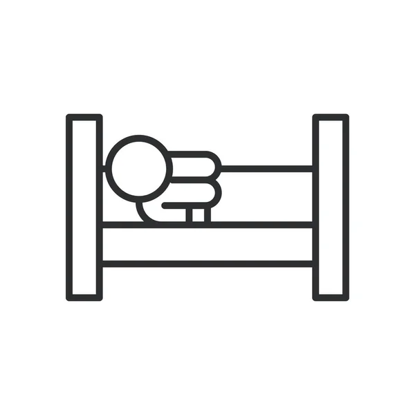 Osoba s ležící v posteli covid19 symbol linie styl ikony — Stockový vektor