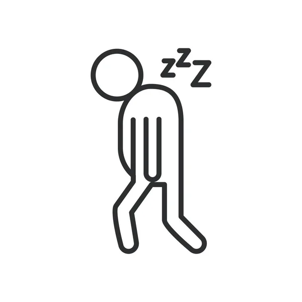 Pessoa com sonolência covid19 ícone de estilo de linha de sintomas — Vetor de Stock