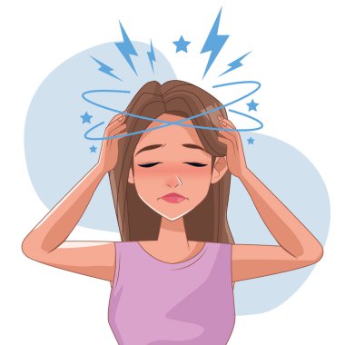 Baş ağrısı olan kadın stres belirtileri