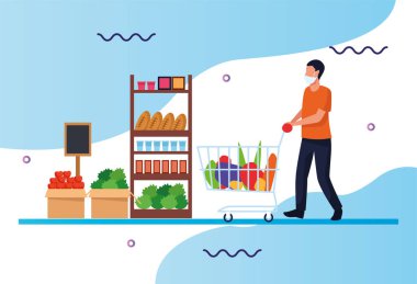 Süpermarkette yüz maskesi kullanmak