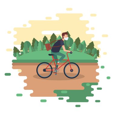 Bisiklette maske takan adam.