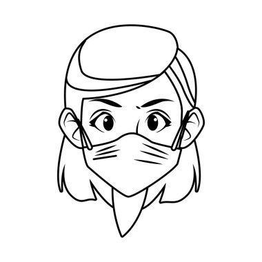 Yüz maskesi kullanan genç bir kadın.