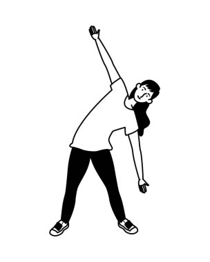 Genç bayan sporcu egzersiz karakteri çalışıyor.