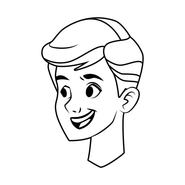 Junger Mann Kopf Charakter-Ikone — Stockvektor