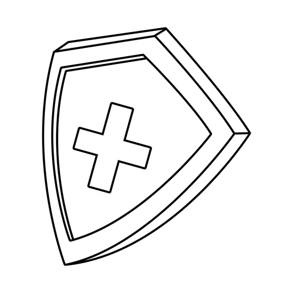 Tarcza z medycznym krzyżem odizolowanej ikony — Wektor stockowy