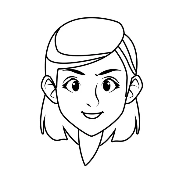 Jeune femme tête personnage icône — Image vectorielle