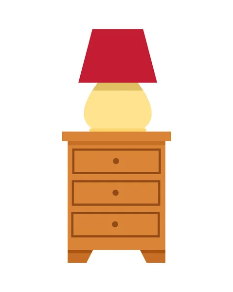 Drawer with lamp forniture icons — Stock Vector