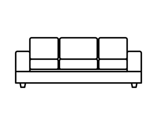 Cómodo sofá salón muebles icono — Vector de stock