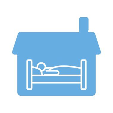 Yatak sırası simgesinde uyuyan kişi ile ev