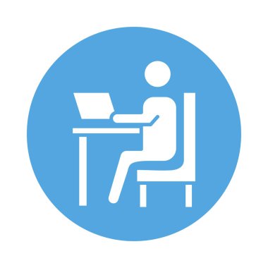 Laptop taşınabilir blok biçimi simgesi kullanan kişi