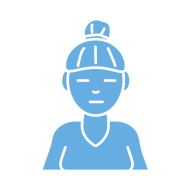 Burun gribi çizgisi ikonu olan kadın