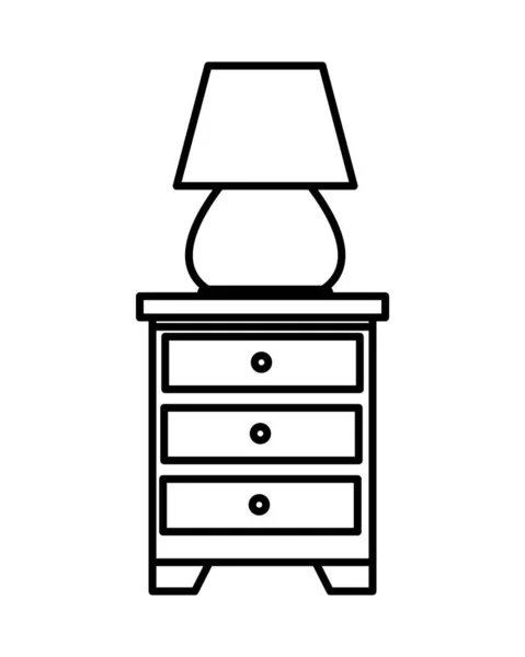 Drawer with lamp forniture icons — Stock Vector