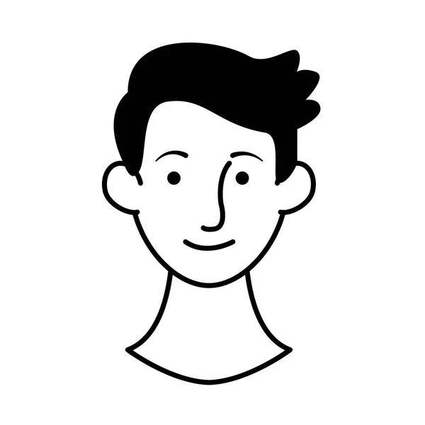 Ikona postavy hlavy mladého muže — Stockový vektor