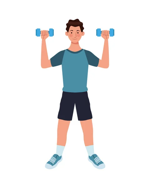 Jeune homme athlète haltères levage — Image vectorielle