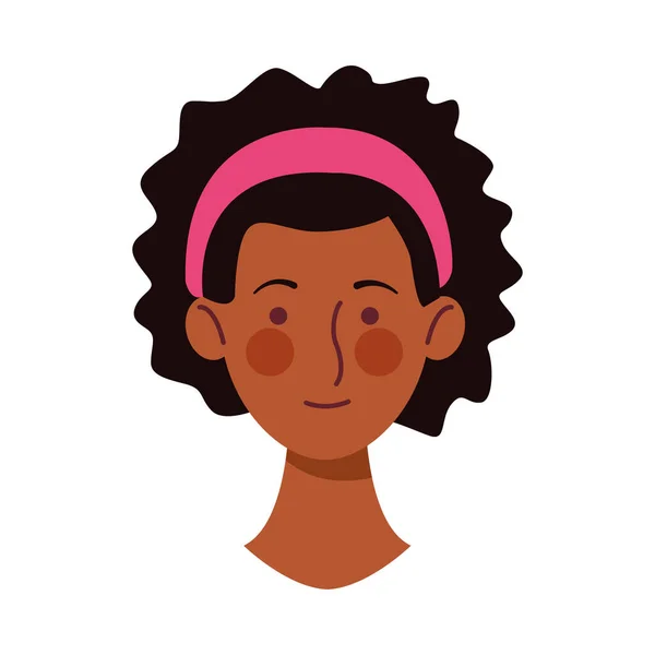 Afro junge Frau Kopf Charakter-Ikone — Stockvektor
