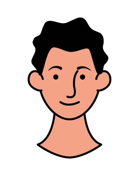 Jonge man hoofd karakter pictogram — Stockvector