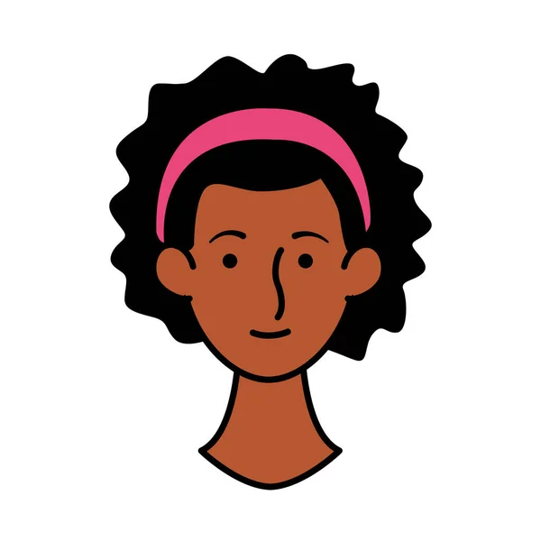 Afro joven mujer cabeza carácter icono — Vector de stock