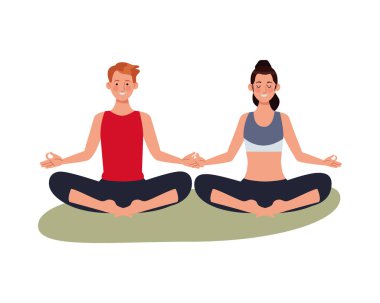 Egzersiz yapan genç çift.