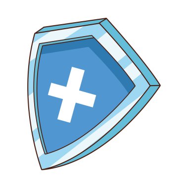 Tıbbi haç simgesine sahip kalkan