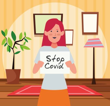 Covid19 sancak karakteri olan kadın