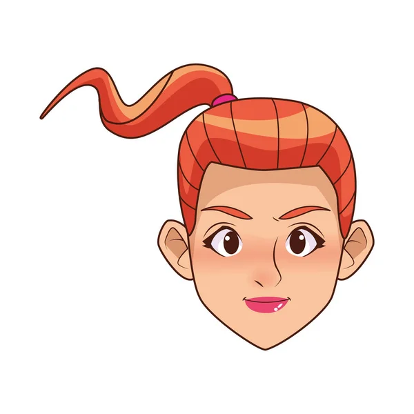 Jeune femme tête personnage icône — Image vectorielle